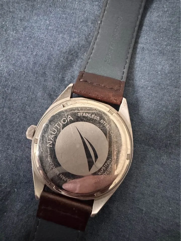 Men’s Brown Leather Strap Analog Watch - Needs Battery image indicator(2)