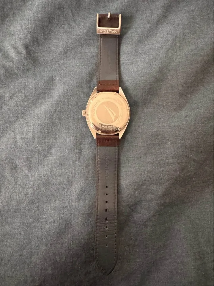 Men’s Brown Leather Strap Analog Watch - Needs Battery image indicator(3)