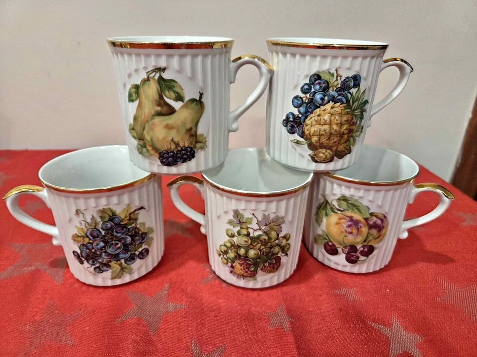 Set of 5 Vintage Czechoslovakia Mugs