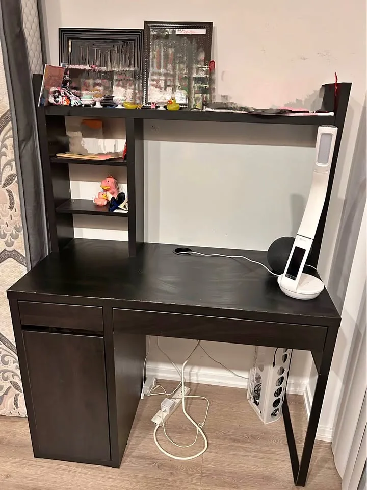 Dark Brown Desk with shelves thumbnail