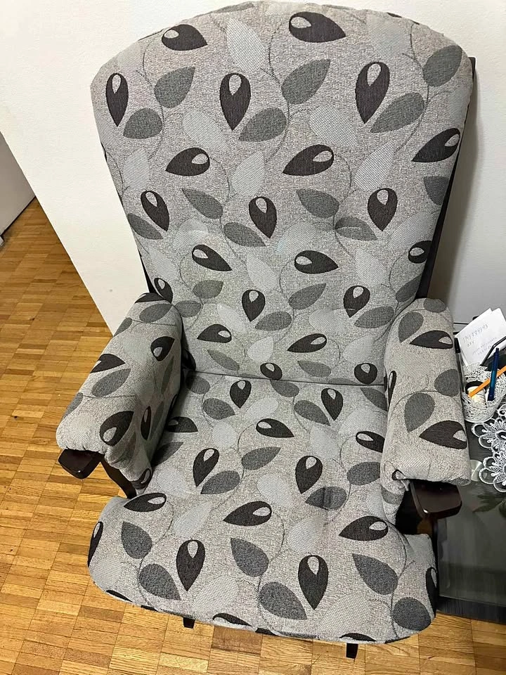 Grey Patterned Glider Chair and Ottoman Set