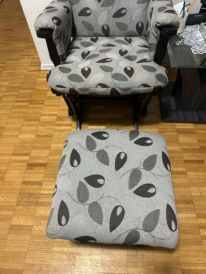 Grey Patterned Glider Chair and Ottoman Set - photo 3