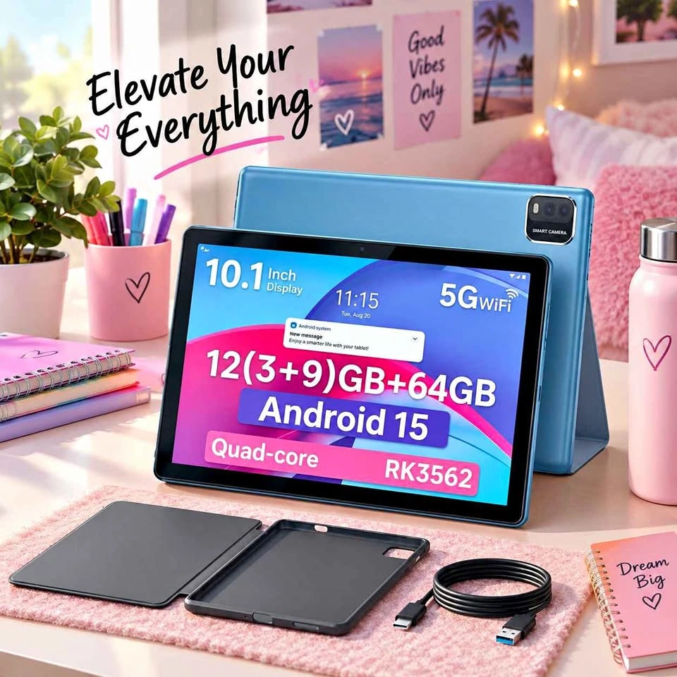 10.1" Android 15 Tablet 64GB 12GB RAM Quad-Core