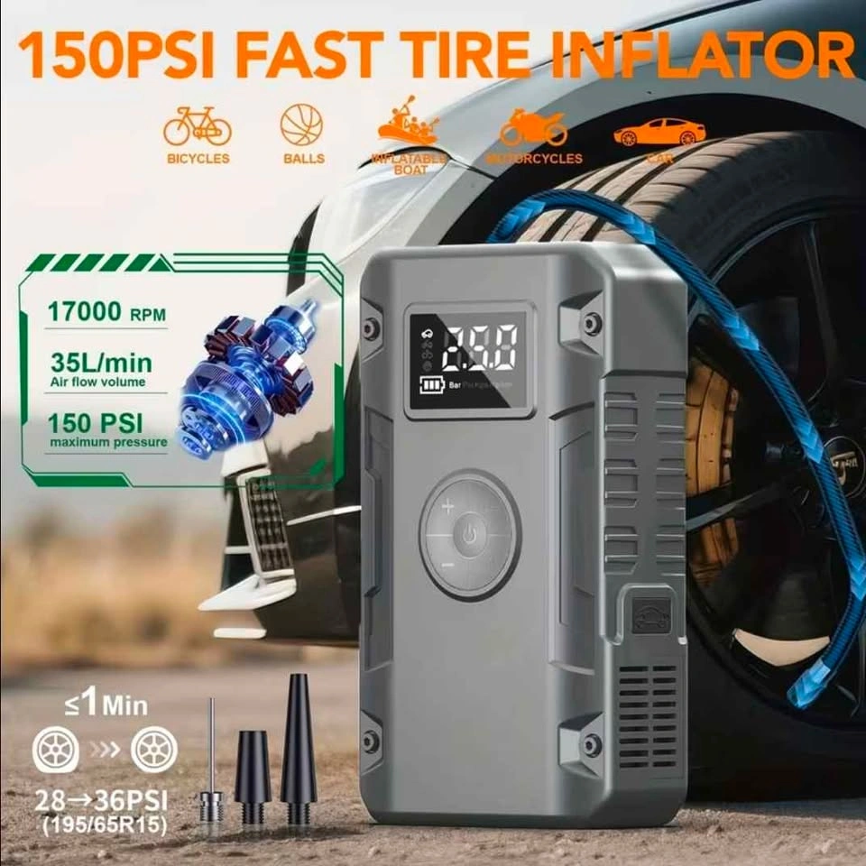 4-in-1 Portable Car Jump Starter with 150 PSI Air Compressor - photo 2