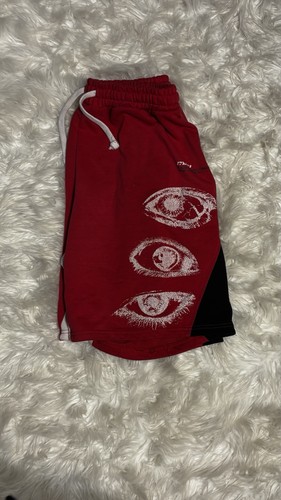 Men's Red Cotton Sweat Shorts Graphic Logo Print Size M - photo 2