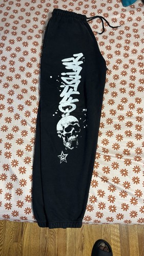 Men's Black Fleece Jogger Pants Graphic Print, Drawstring Elasti - photo 2