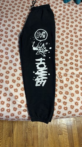 Men's Black Fleece Jogger Pants Graphic Print, Drawstring Elasti - photo 3