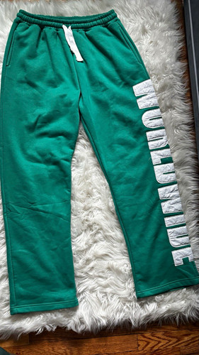 Mens Green Fleece Jogger Sweatpants S Drawstring Elastic Waist