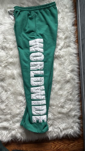 Mens Green Fleece Jogger Sweatpants S Drawstring Elastic Waist - photo 2