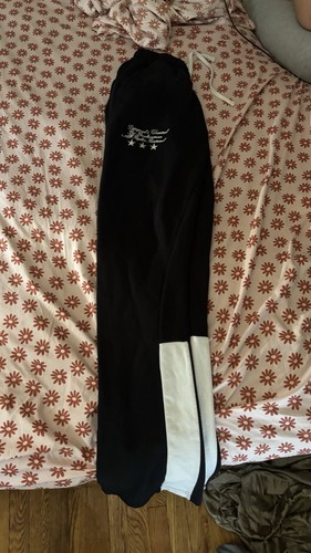 Men's Black/White Fleece Drawstring Sweatpants White Panels Logo - photo 3