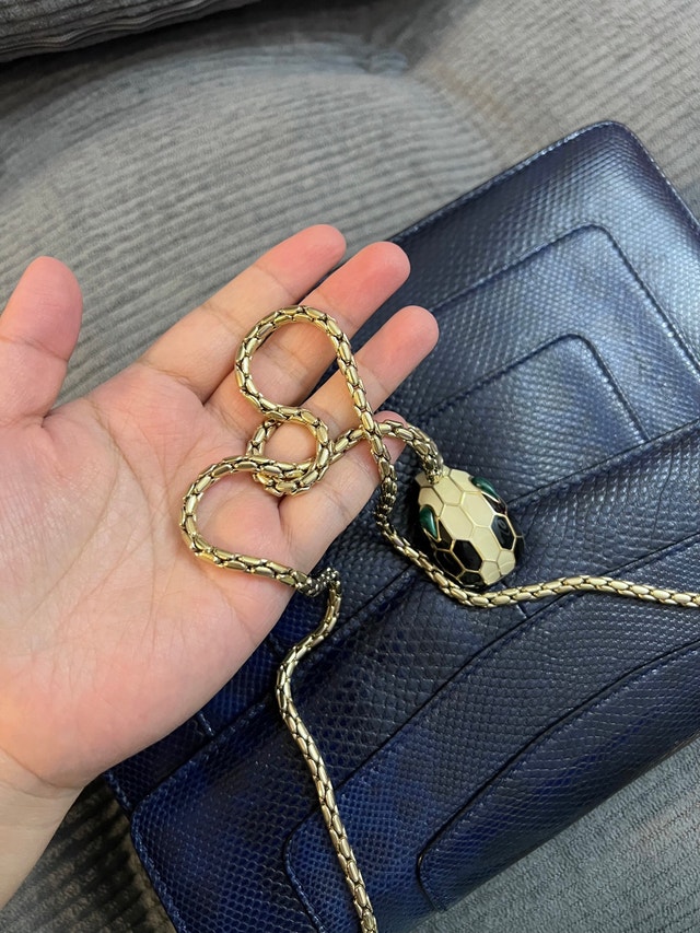 Authentic Bvlgari Serpenti Forever Navy Blue Snakeskin Bag - photo 4