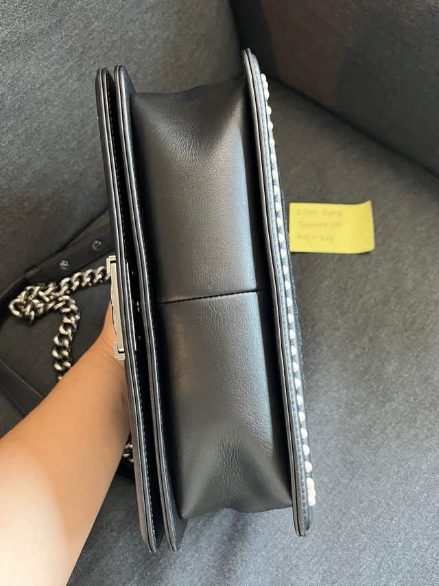 Authentic Chanel Boy Bag Black Pearl Chain Bag Limited Edit - photo 4