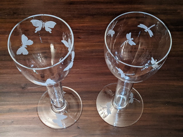 Butterfly and Dragon Fly Glass Candle Holder Set