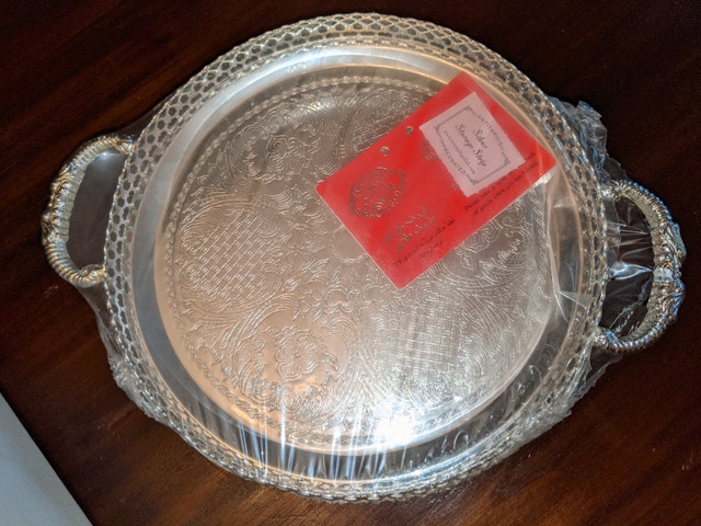 Vintage Jaam e Jam Silver Plated Round Tray