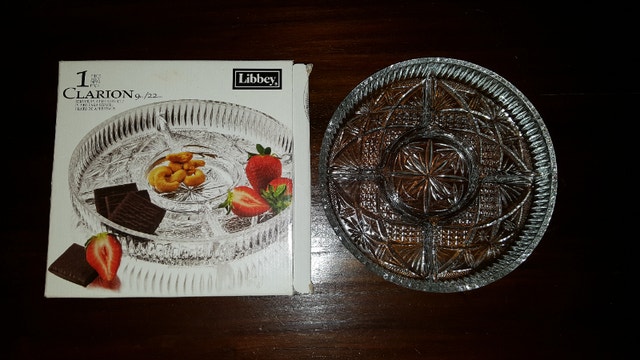 2 Divided Platters - Vintage Libbey Glass Clarion Server