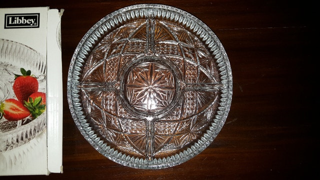 2 Divided Platters - Vintage Libbey Glass Clarion Server - photo 2