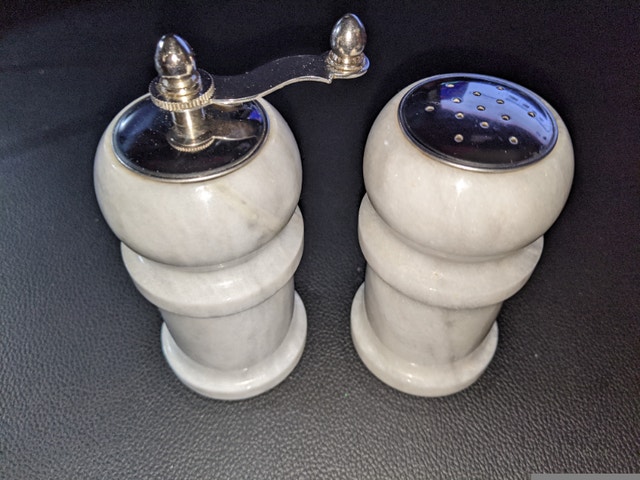 Marble and Silver Toned Salt and Pepper Shakers Lot - photo 2