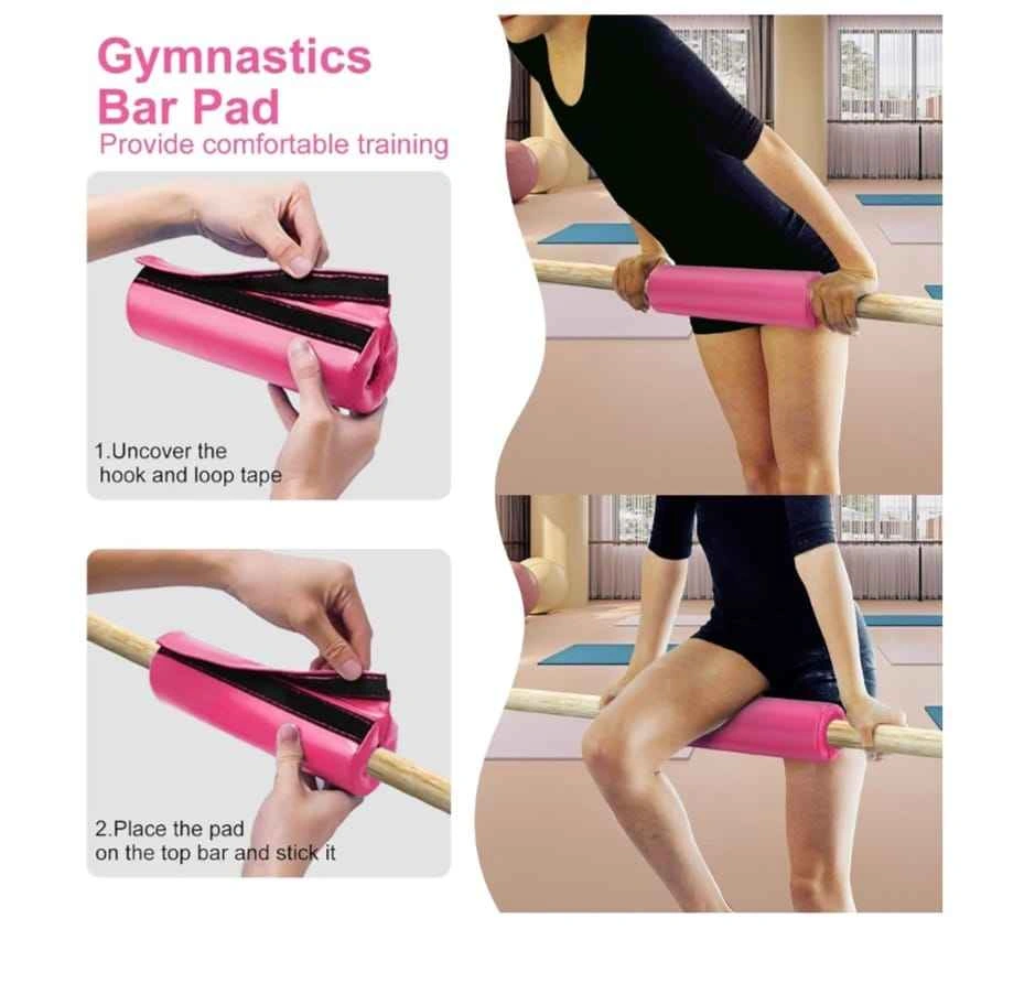 Pink Height Adjustable Gymnastics Bar with Rings and Pad - photo 4