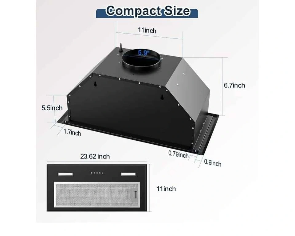 New 24-Inch Insert Range Hood, 353 CFM, 3-Speed - photo 3