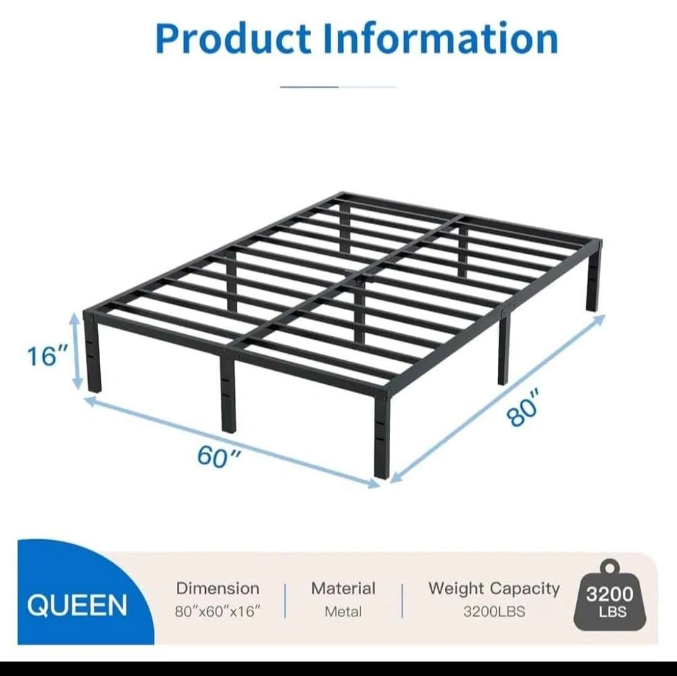 Brand New Queen Metal Bed Frame - 16" Heavy Duty - photo 2
