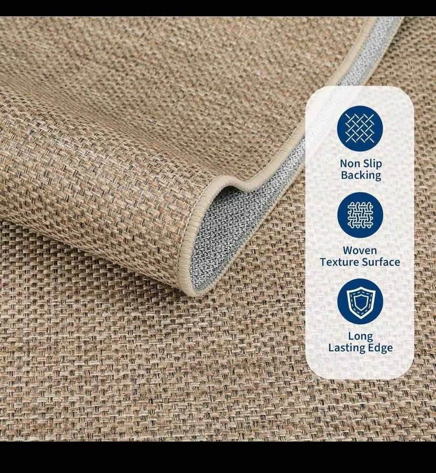 Brand new Area Rug (Woven Texture) 9x12 ft Taupe Beige - photo 2