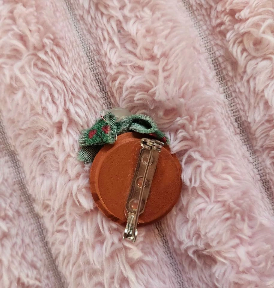 Handmade Pumpkin Jack-O'-Lantern Brooch Pin - photo 2