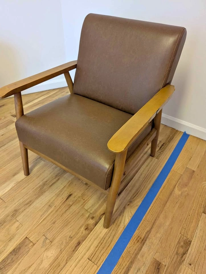 Brown accent chair, mid century modern (MCM) style in Manhattan, NY