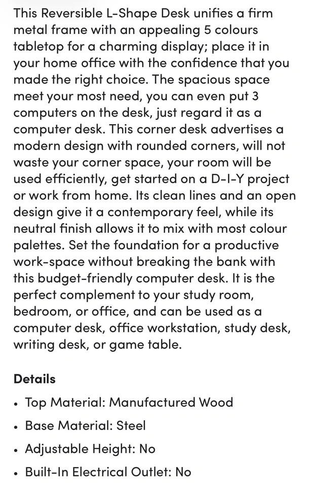Wayfair Carnearney Reversible L-Shaped Desk - photo 5