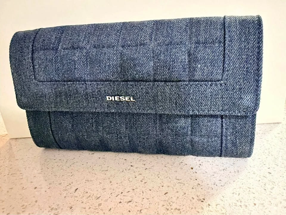 DIESEL Quilted Denim Clutch Wallet