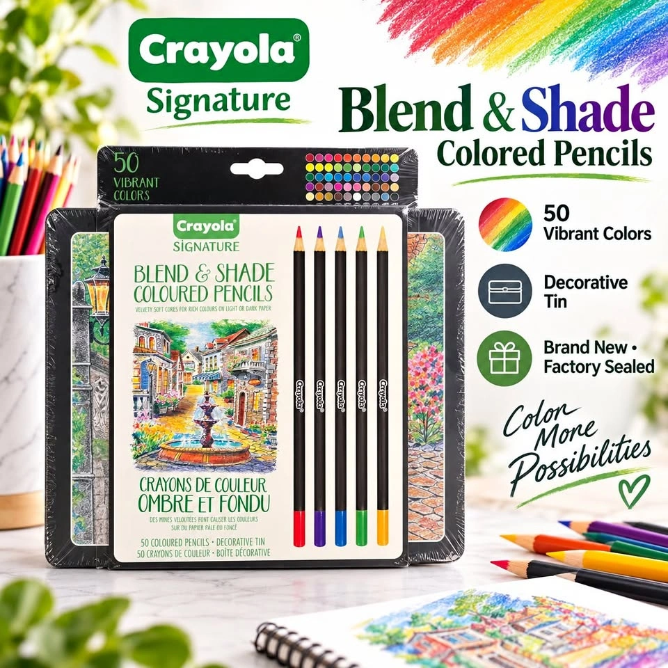 Crayola Signature Blend & Shade 50 Colored Pencils Tin