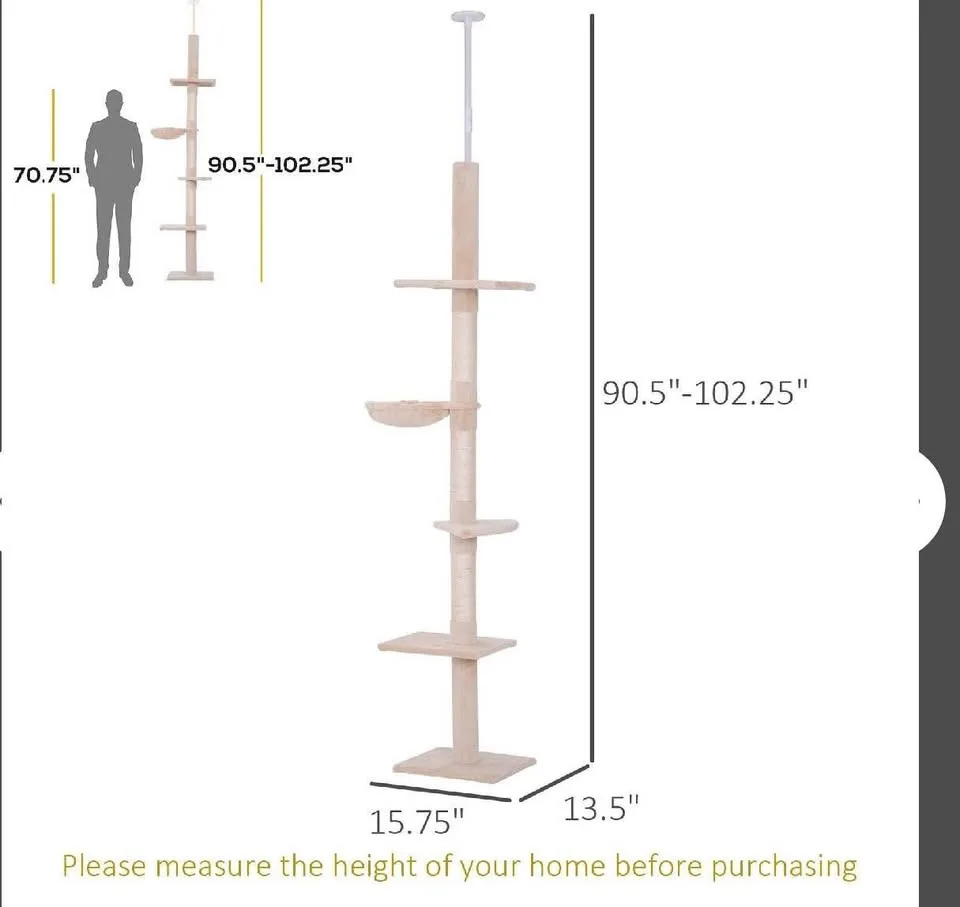 NEW Floor-to-Ceiling 5-Tier Cat Tree image indicator(3)