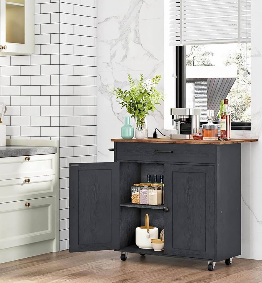 Kitchen Island Cart with Cabinet, Drawer, Rolling Storage