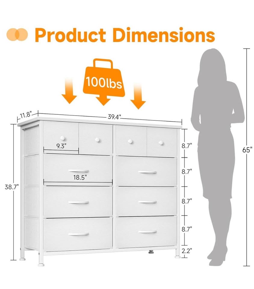 New MUTUN Dresser for Bedroom, 10 Storage Tall Drawer - photo 3