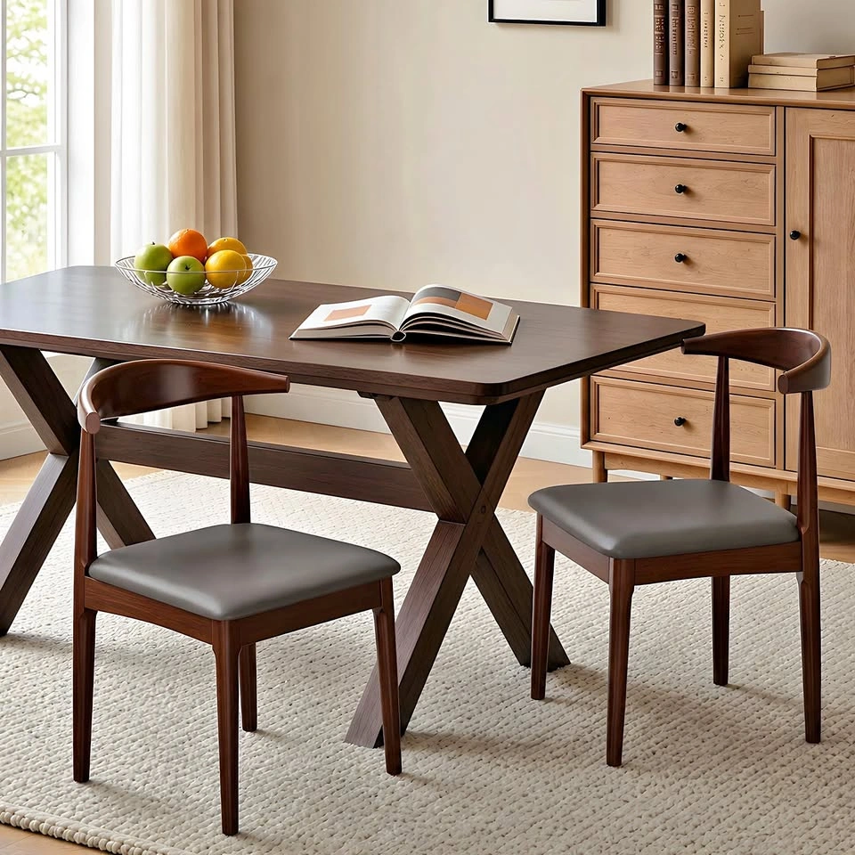 Alumeng Solid Wood Dining Chairs Set of 2 – Mid Century Modern
