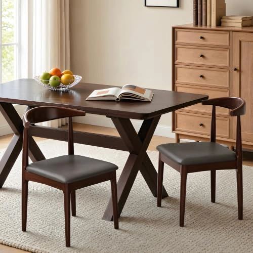 Alumeng Solid Wood Dining Chairs Set of 2 – Mid Century Modern - photo 2