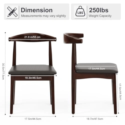 Alumeng Solid Wood Dining Chairs Set of 2 – Mid Century Modern - photo 3