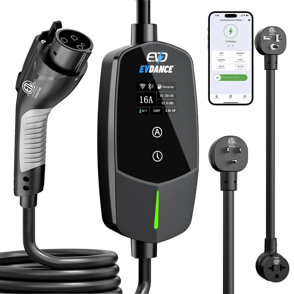 EVDANCE Portable EV Charger Level 1 & 2 - 16A Smart EVSE