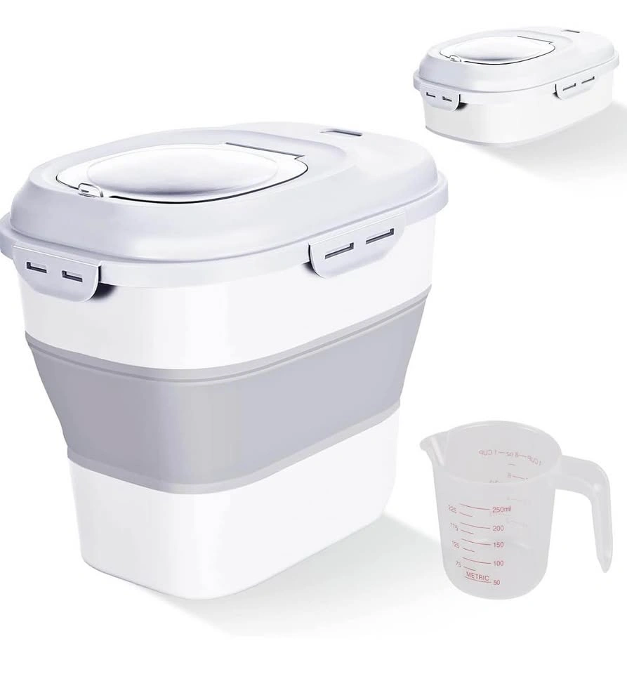 Expandable pet food storage container with wheels - photo 2