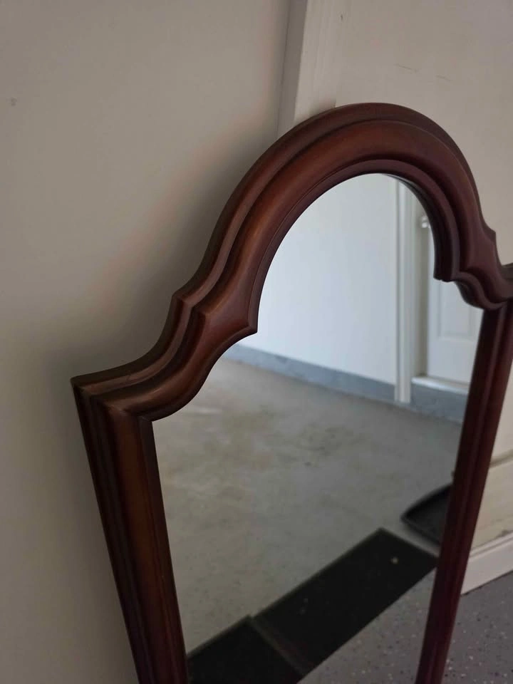 Vintage Arched Wood Frame Wall Mirror - photo 2