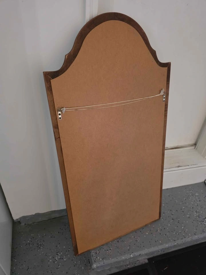 Vintage Arched Wood Frame Wall Mirror - photo 3