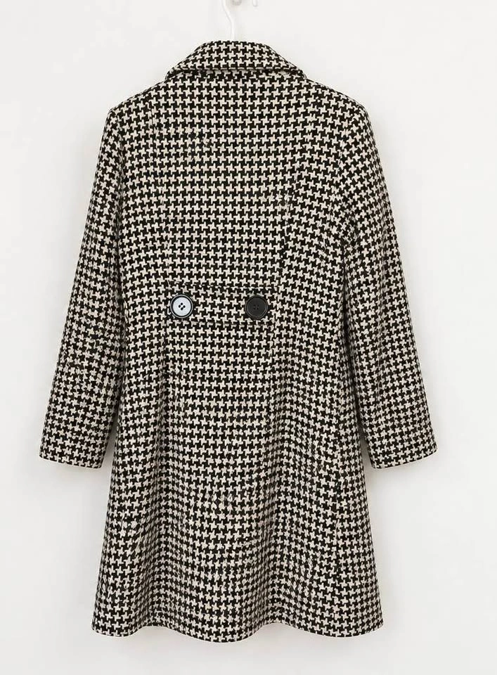 Vintage Black & Cream Houndstooth Coat – Size S - photo 2