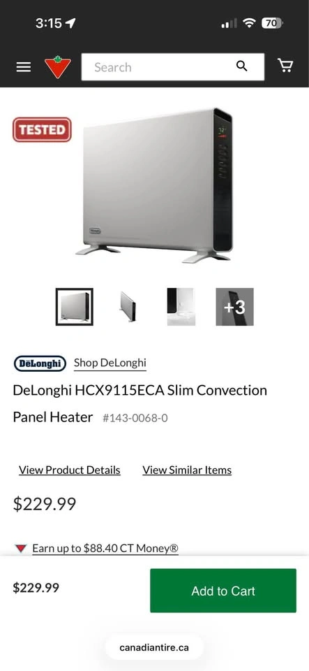 DeLonghi HCX9115ECA Slim Convection Panel Heater - photo 3