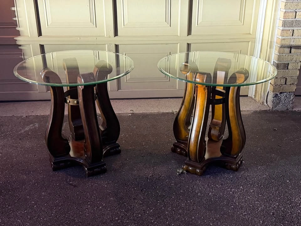 Pair of Glass-Top Accent Tables – Set of 2 - photo 5