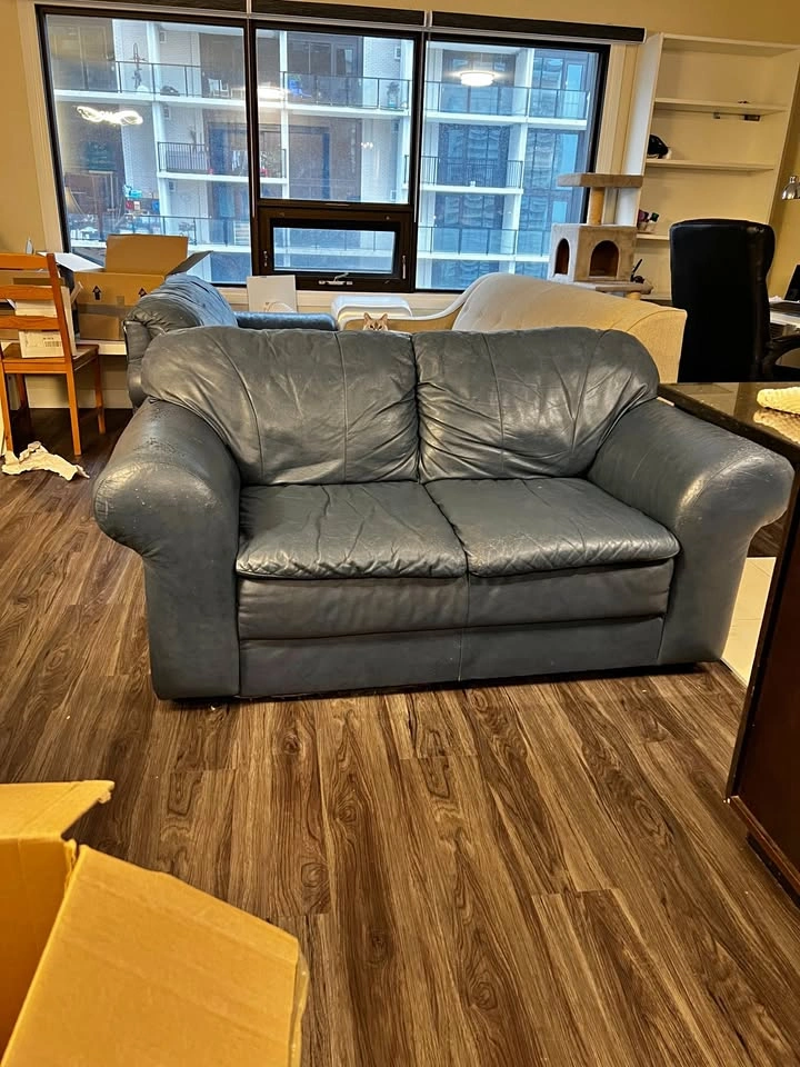 FREE Real Leather (Blue Grey) Loveseats (2)