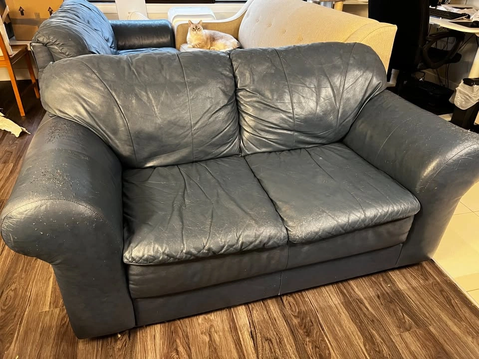 FREE Real Leather (Blue Grey) Loveseats (2) - photo 2