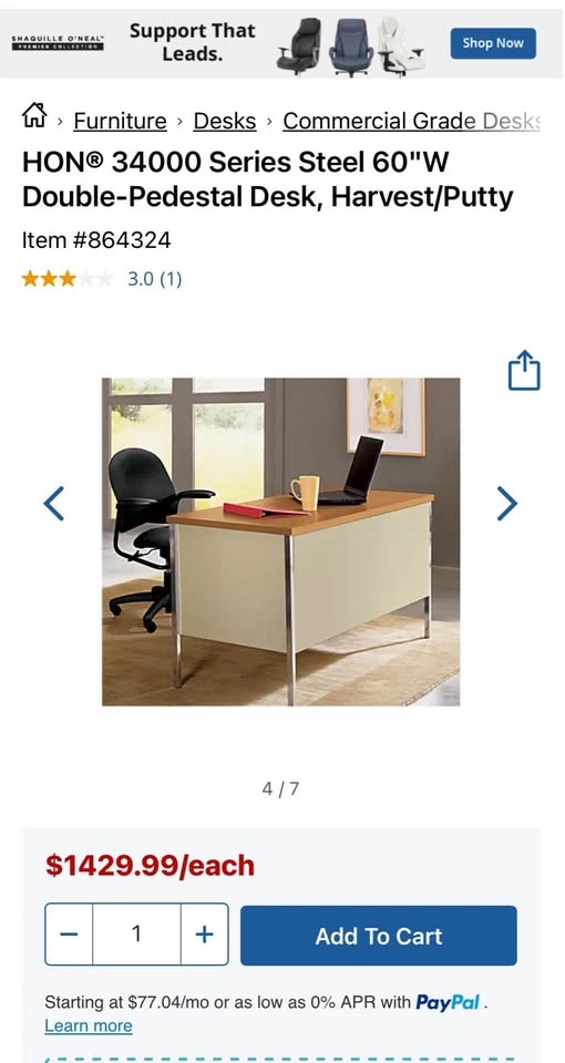 Wooden Office Desk with Drawers & File Cabinet, Vintage Style - photo 2
