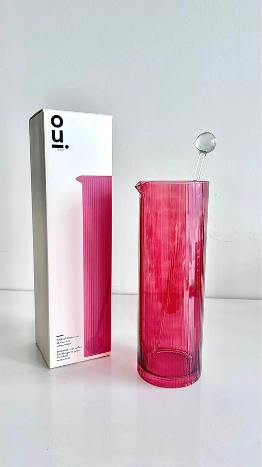*Brand-New* Indigo Oui Glass Cocktail Pitcher & Drink-ware set - photo 2