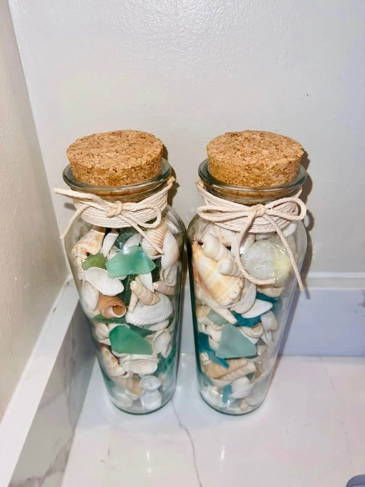 Decorative Glass Jars with Seashells and Sea Glass - Set of 2 - photo 3