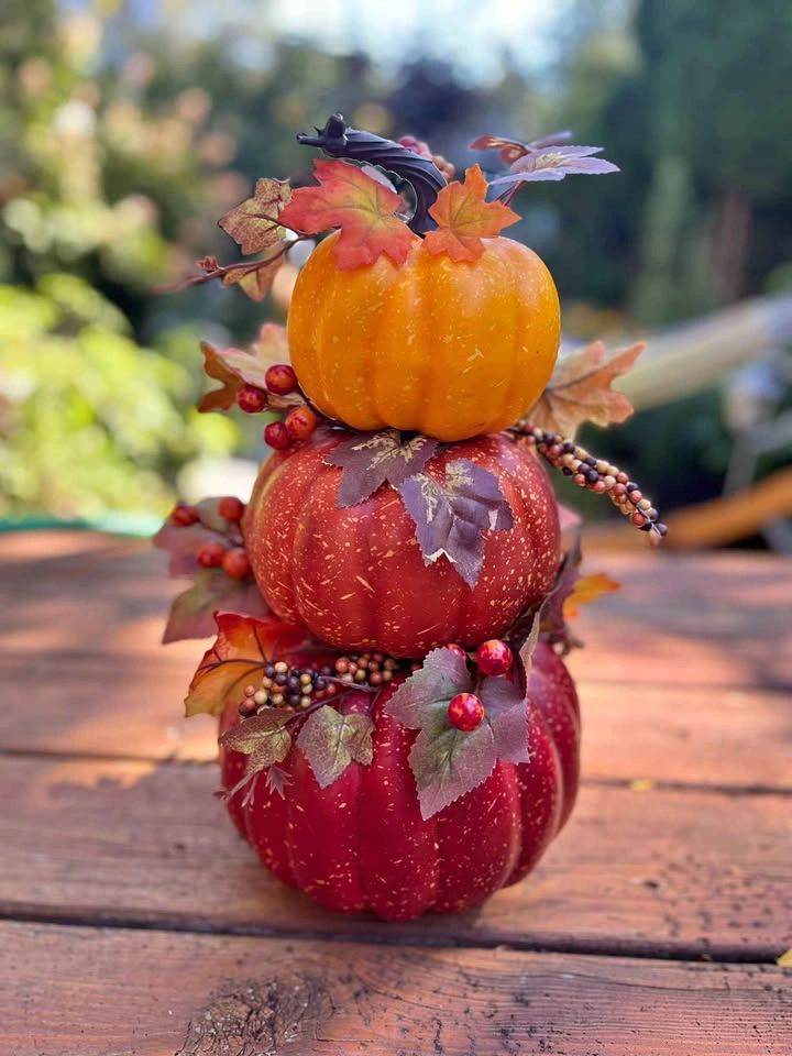 🍂 Gorgeous 18" Stacked Pumpkin Fall Décor