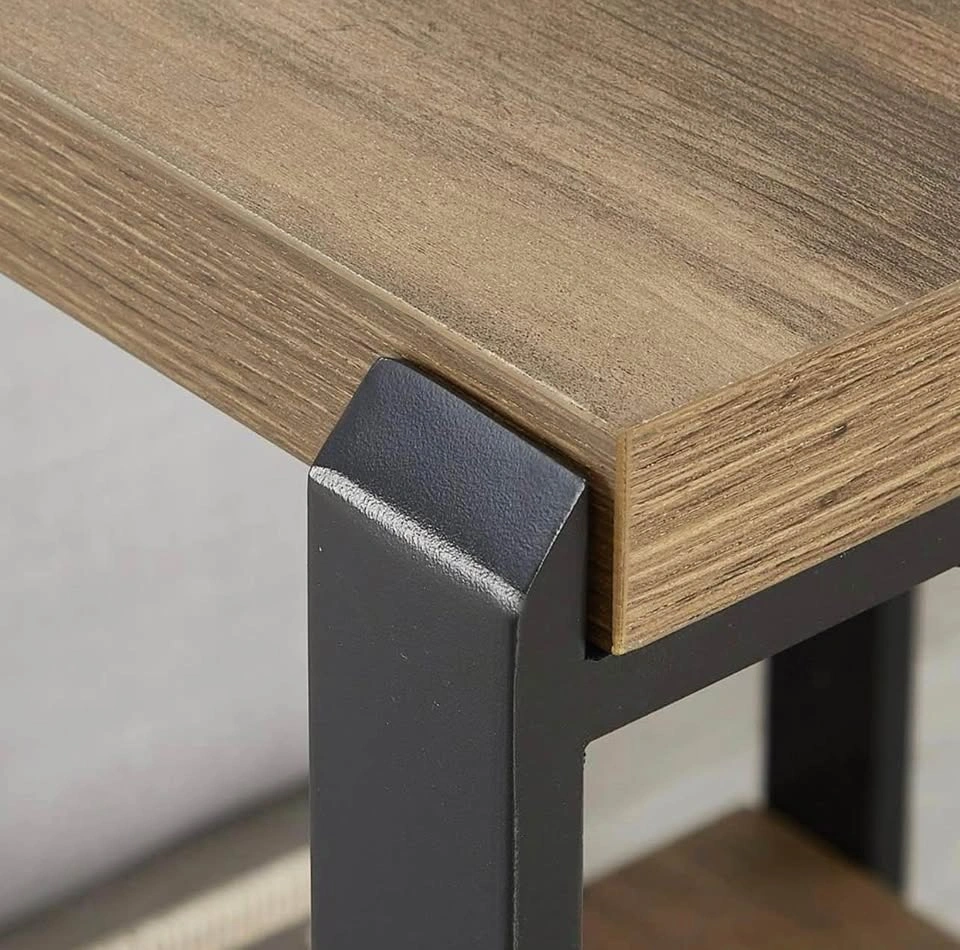 New Square Side Table with Storage Shelf, Wood and Metal - photo 4